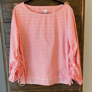GAP Women's Pink Checkered Blouse Size L